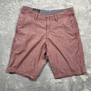 Wallin & Bros Shorts Mens 30 Burgundy Red Cotton Chambray‎ Chino Flat Front